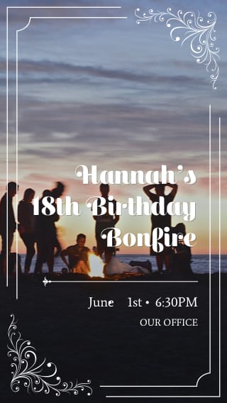 Text Message Invite Designs for Bonfire 18th Birthday Party