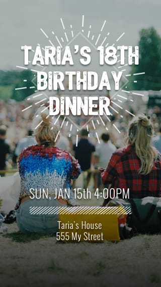 Text Message Invite Designs for Dinner 18th Birthday Party