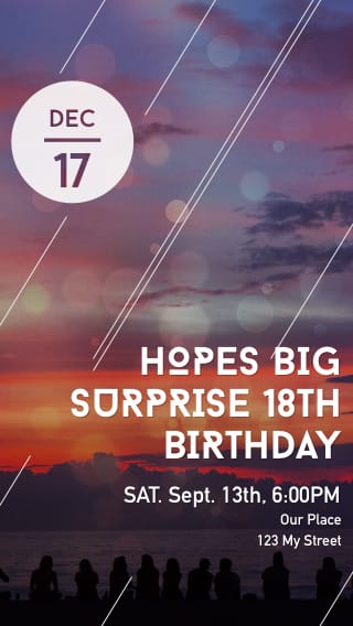 Text Message Invite Designs for Surprise 18th Birthday Party