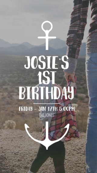 Text Message Invite Designs for Hiking Outdoors 1st Birthday Party