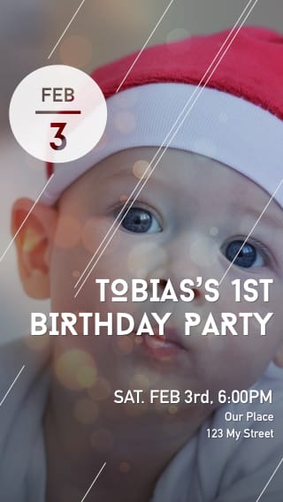 Text Message Invite Designs for Santa Hat 1st Birthday Party