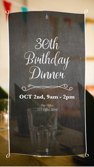 Text Message Invite Designs for Thirtieth Birthday Dinner