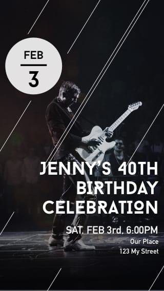 Text Message Invite Designs for Concert 40th Birthday Party