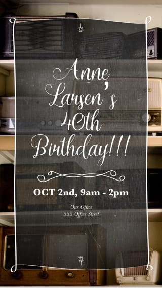 Text Message Invite Designs for Vintage 40th Birthday Party