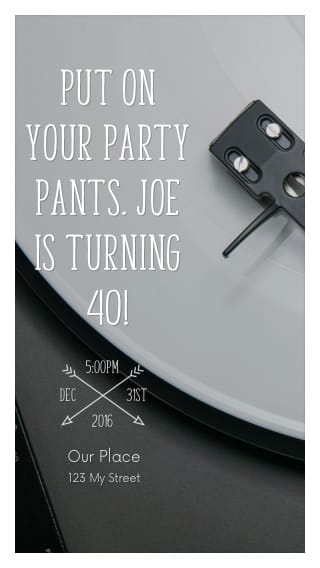 Text Message Invite Designs for Vinyl 40th Birthday Party
