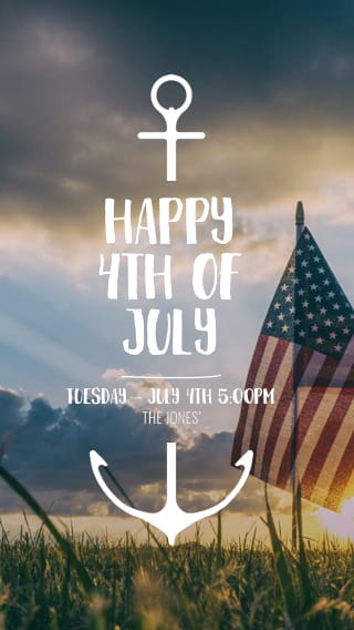 Text Message Invite Designs for Happy 4th of July American Flag