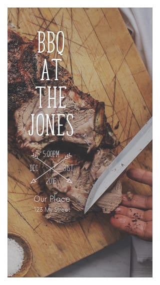 Text Message Invite Designs for Cutting Board Pulled Pork Barbecue