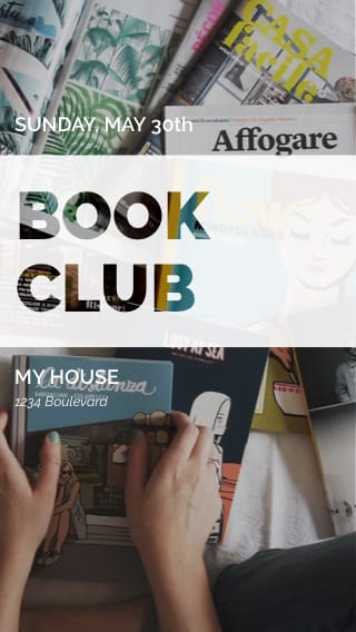 Text Message Invite Designs for Book Club Meeting