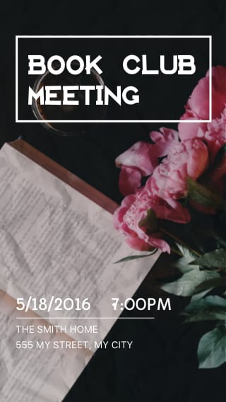 Text Message Invite Designs for Monthly Book Club Meeting