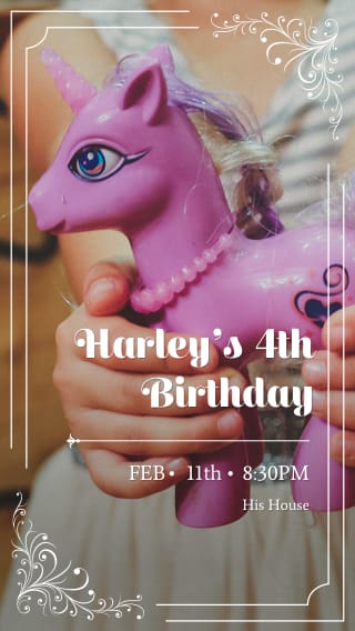 Text Message Invite Designs for Pony Princess Child's Birthday Party