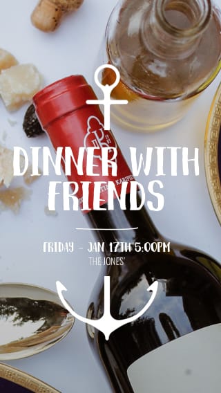 Text Message Invite Designs for Wine and Dinner with Friends