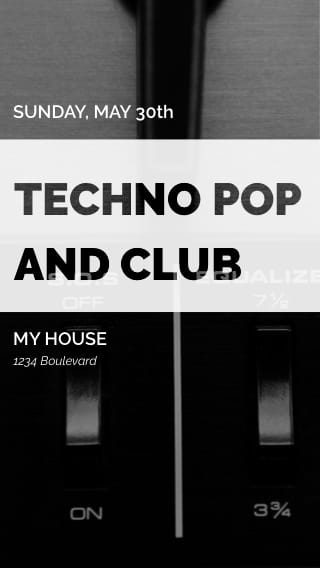 Text Message Invite Designs for Techno Pop and Club Night