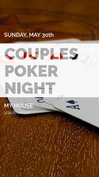 Text Message Invite Designs for Couples Poker Night