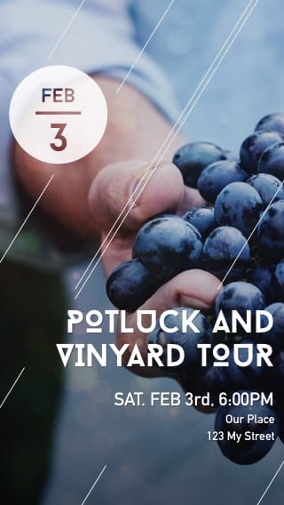 Text Message Invite Designs for Potluck and Vineyard Tour