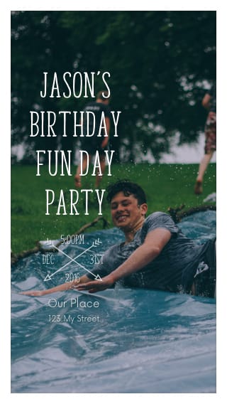 Text Message Invite Designs for Teen Birthday at the Park