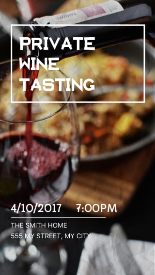 Text Message Invite Designs for Private Wine Tasting Party