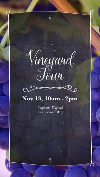 Text Message Invite Designs for Vineyard Grapes Tour